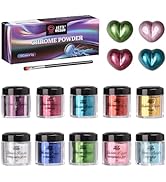LET'S RESIN Chrome Powder,10 Colors Metallic Mirror Effect Chrome Powder for Nail, Holographic Pi...