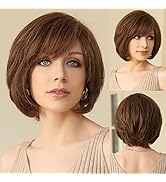 EMMOR Hand-Tied Lace Front Wig, 100% Human Hair Wigs for Women Natural Layered Wig, Wavy Differen...