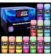 LET'S RESIN 12 Colors Glow in The Dark Pigment Powder - 20g/0.7oz Each Bottle Epoxy Resin Luminou...