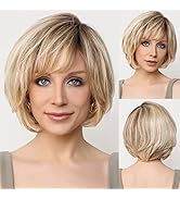 EMMOR Hand-Tied Lace Front Wig, 100% Human Hair Wigs for Women Natural Layered Wig, Wavy Differen...