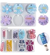 LET'S RESIN Name Plates Resin Molds, 2Pcs Silicone Name Tag Resin Molds with 16 Cavities for Tumb...
