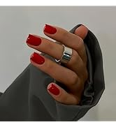 KQueenest Light Red Press On Nails Short Square - Acrylic Press On Nails Summer, Sheer Bright Fie...