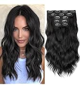 Kookastyle Clip in Hair Extensions Short Wavy Hair Extensions 6PCS for Full Head Thick Synthetic ...