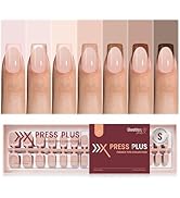 Beetles X Press Plus French Tip Nails - Brown Sugar French | 7 Colors Short Square Press On Nails...