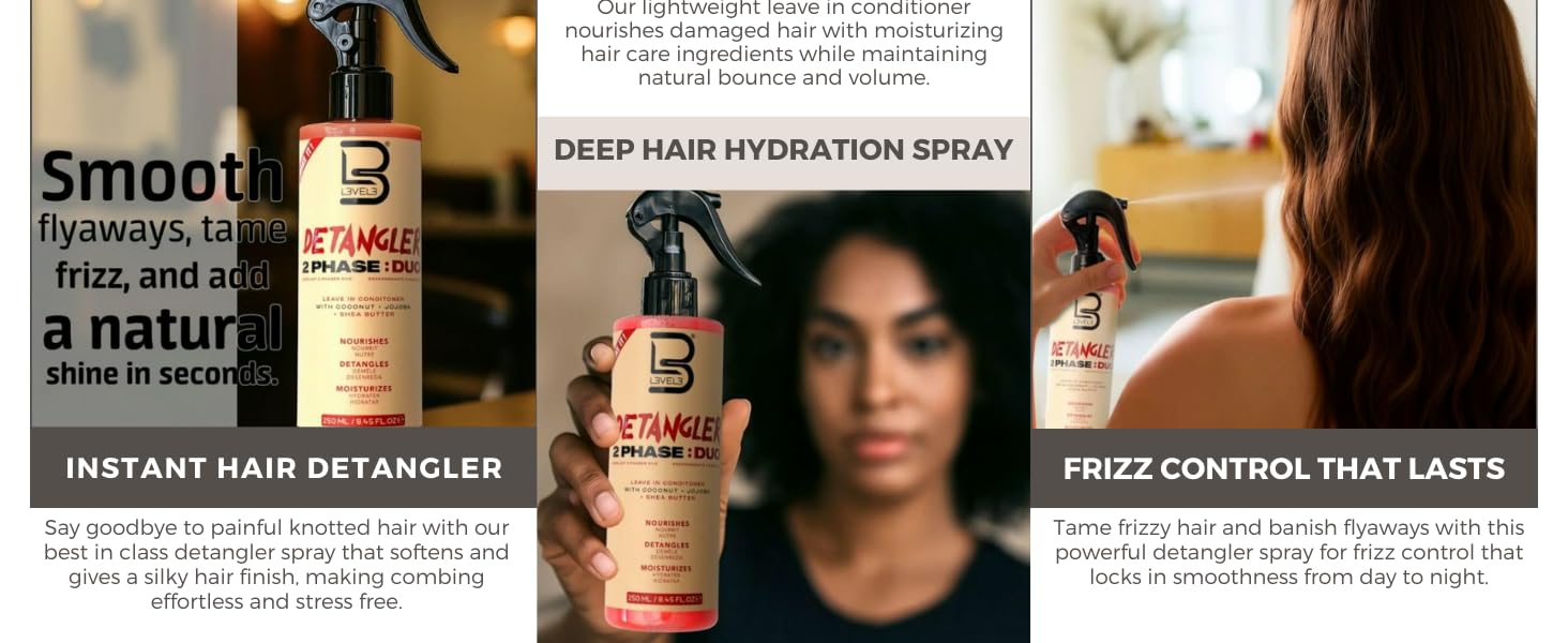 leave in detangler spray for frizz 2 phase hair detangling spray coconut jojoba detangler spray