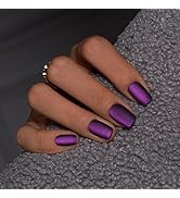KQueenest Halloween Press On Nails Short Square, Matte Cat Eye Press On Nails with Glue, Glitter ...