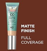 IT Cosmetics CC+ Cream Natural Matte Foundation with SPF 40 - Shine-Reducing & Long-Wear Full Cov...