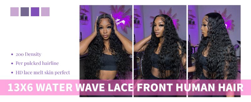 13x6 Water Wave Lace Front Wigs Human Hair