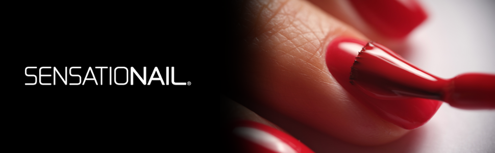 SensatioNail Logo with Red Nail Polish being applied
