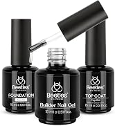 Beetles 3Pcs 15ml Builder Nail Gel with Top and Base Coat Set No Wipe Gel Top Coat Base Gel Build...