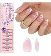Beetles French Tips Press On Nails: 224 Pcs Pink French Tip Nails Short Almond Fake Nails, Soft G...