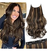 KooKaStyle Invisible Wire Hair Extensions Long Straight Layered Synthetic with Transparent Wire A...