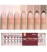 Beetles X Press Plus French Tip Nails - Cocoa Mousse French | 7 Colors Short Almond Press On Nail...