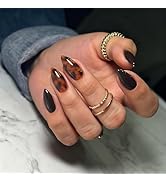 KQueenest Brown Press On Nails Almond Medium, Amber Leopard Print Nails Press ons, Cheetah Design...