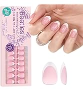 Beetles X Press Plus French Tip Nails | Petal French | Pink Ultra-Short Almond French Tip Press O...