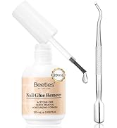 Beetles Nail Glue Remover with Cuticle Pusher, 20ml Press on Nails Glue Remover for False Nail Ti...