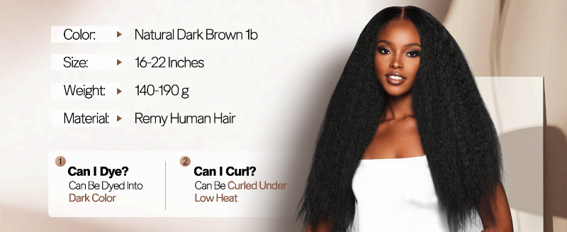 kinky straight clip in hair