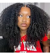 ISEE Wear and Go Glueless Wig Afro Kinky Curly Lace Front Wigs Human Hair 6x4 HD Lace Afro Curly ...
