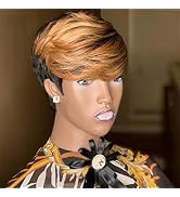 QiaQiaRing Pixie Cut Wigs For Black Women 1b/30 Color Brazilian Virgin Remy Human Hair Short Laye...