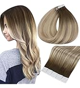 Full Shine Tape in Hair Extensions Human Hair 18 Inch Hair Extensions Tape in Color Dark Brown 3 ...