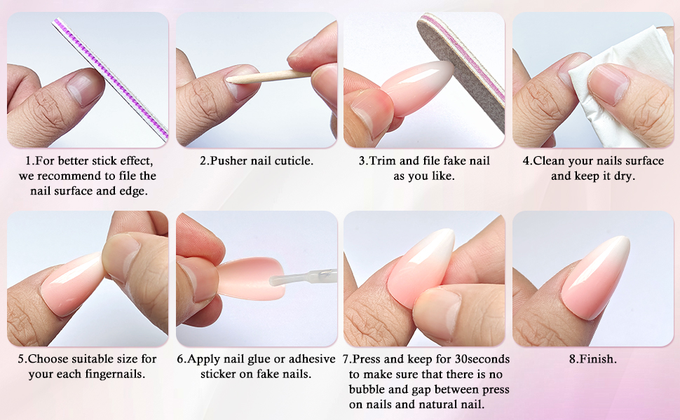 almond press on nails short glue on nails square fake nails coffin acrylic nails press ons