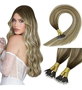 Sunny Hair Nano Extensions Human Hair Cold Fusion Nano Tip Hair Extensions Cool Brown Balayage Li...