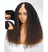 Beauty Forever V Part Wig Human Hair Jerry Curly Glueless Wigs Human Hair Black to Chestnut Brown...