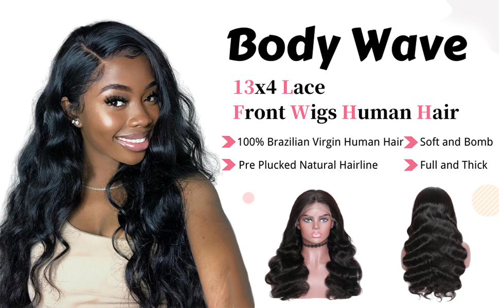 13x4 HD Transparent Body Wave lace front wigs human hair