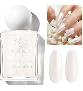 modelones Pearl White Nail Polish, Shimmer Glitter White 15 ml Quick Dry Nail Lacquer Strengthene...