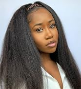 Vanmast Hair, Headband Wig,Half Wig, Kinky Straight Headband Wig Human Hair, Yaki Wigs