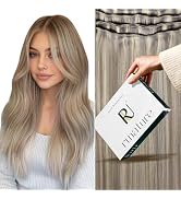 RUNATURE Weft Human Hair Extensions Remy Weft Hair Extensions Human Hair Grey Blonde with Platinu...