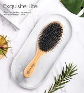 Hair Brush Comb Set Boar Bristle Hairbrush for Curly Thick Long Fine Dry Wet Hair,Best Travel Bam...