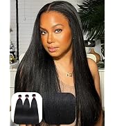 Julia Hair 12A Yaki Straight Human Hair 3 Bundles 10 12 14 Inch Unprocessed Virgin Real Human Hai...