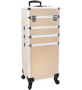 CHUANGJIN Professional Rolling Makeup Case with Wheels, 4-in-1 Makeup Train Case, Cosmetic Makeup...