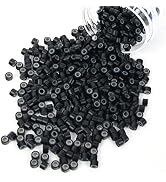 Vlasy 500Pcs 4mm Silicone Lined Micro Ring Beads for Hair Extensions 5Colors Apply (Black)