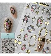 CESTSIREN Vintage Nail Art Stickers, Flower Golden Nail Decals, Self-Adhesive, Nail Accessories &...
