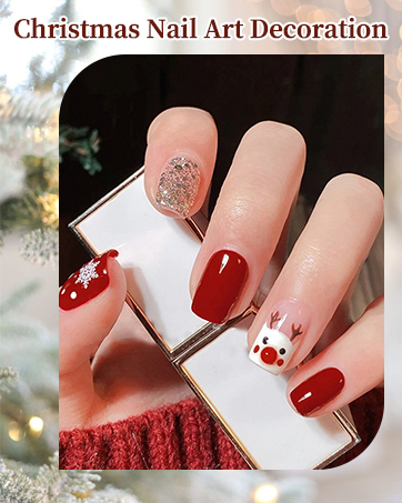 Christmas Red Press on Nails Short Square, Santa Claus Fake Nails
