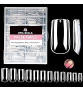 UNA GELLA Medium Square Gel Nail Tips, 216pcs Clear Square Fake Nails for Full Cover Acrylic Squa...