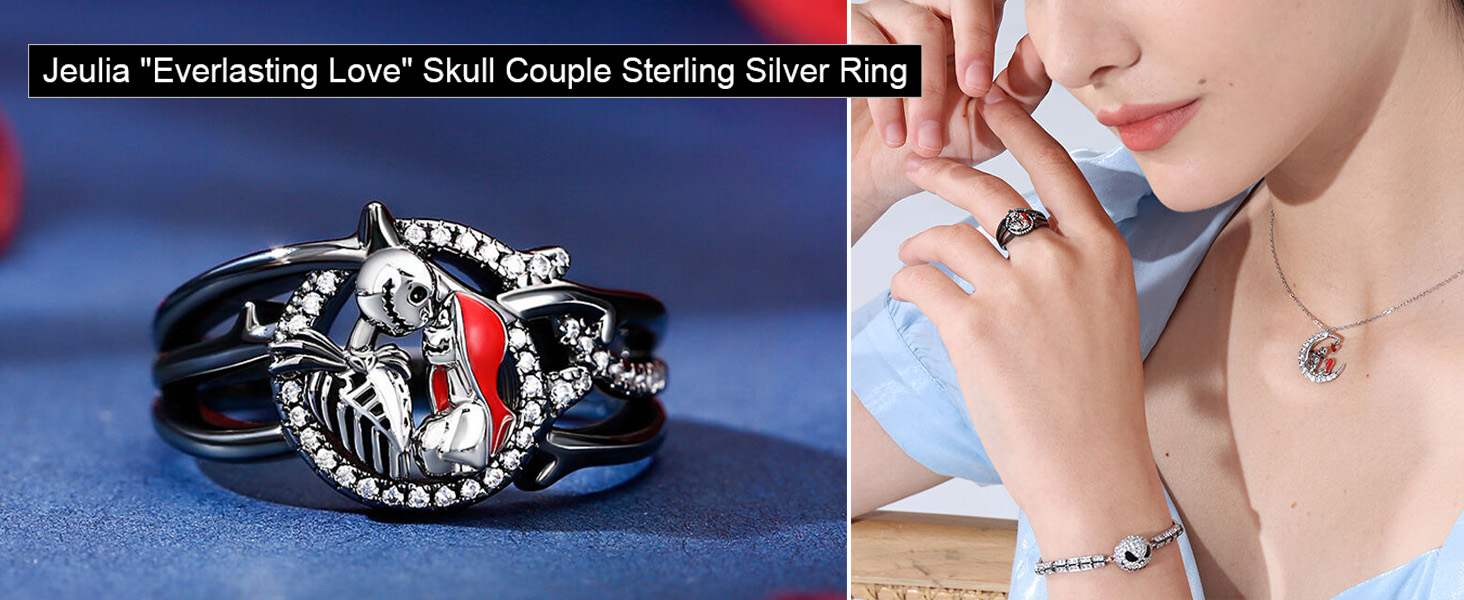 Skull Couple Sterling Silver Ring