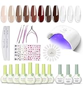 Melodysusie Gel Nail Polish Kit with Cordless UV Nail Lamp, ART06F UV Light for Plant Based Hema ...