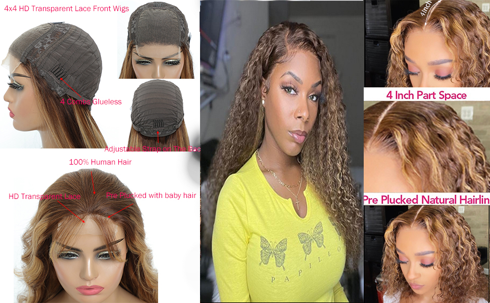 Brown highlight lace closure wig