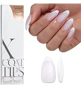 French Tip Gel Nail Tips Almond - BTArtboxnails XCOATTIPS Modern French Press On Nails Medium, Mi...