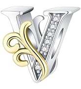 LUXILLA 925 Sterling Silver Letter A~Z Charms Alphabet Charms fit for Bracelet Necklace Pendant B...