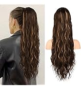 FLUFYMOOZ Ponytail Extension, 26 Inch Drawstring Ponytail Hair Extensions for Women， Long Curly W...