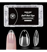 MIRAGE LAYON Almond Press On Nails 495 PCS, 15 Sizes Pre-Curved Soft Gel Acrylic Tips, Glueless F...