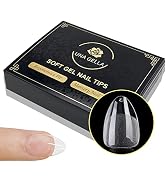 UNA GELLA Soft Gel Nails Tips Pre-file | 240 Short Almond Gel Tips | Full Short Almond Press On N...