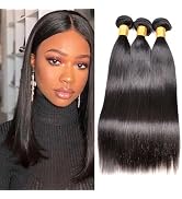 Viyaviya Straight Human Hair Bundles 12 14 16 Inches 3 Bundles Unprocessed Virgin Brazilian Hair ...