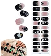 Halloween Semi Cured Gel Nail Sticker 24pcs Glow in The Dark Semicured Gel Nails Strips Waterproo...