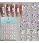 CESTSIREN Head Sculpture Nail Art Stickers, Embossed Vintage Decals for Design, Self-Adhesive Acc...