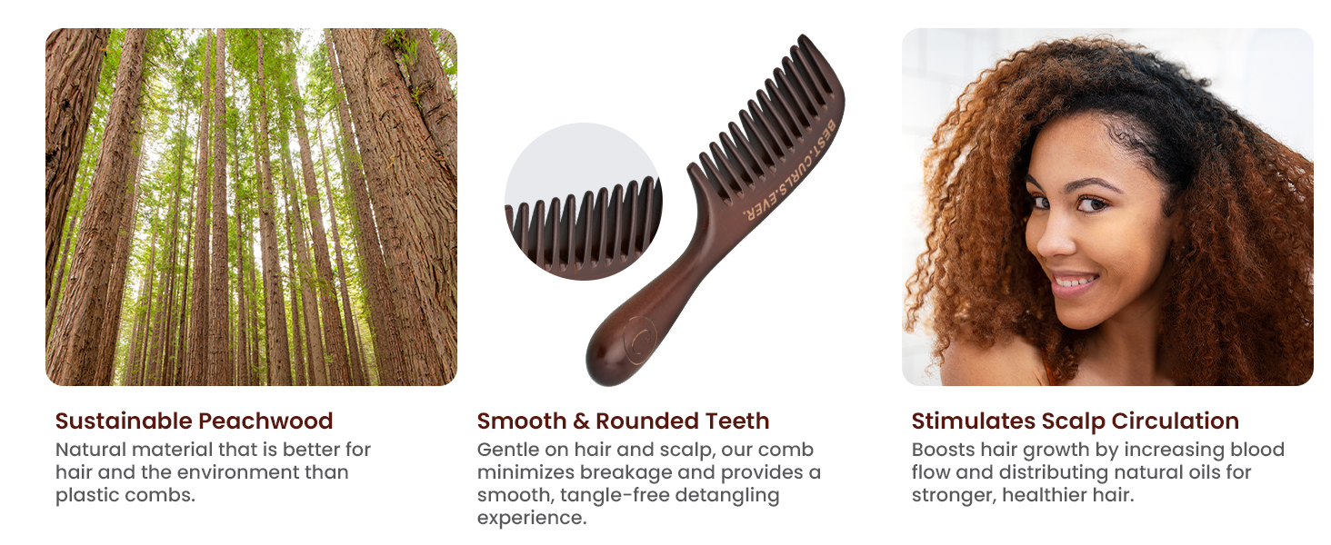hair styling wide tooth combs for women wide tooth comb detangler Hair Comb for Curly hairs